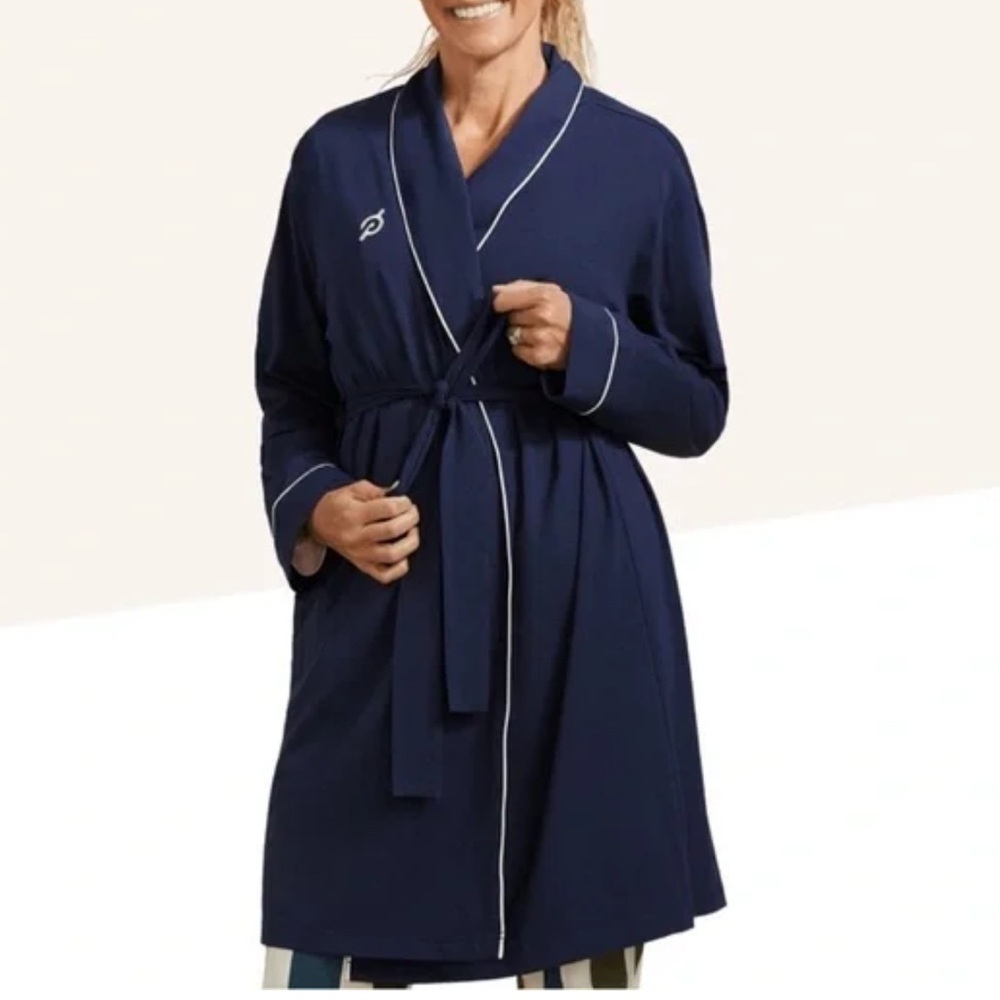 Peloton Navy Blue Long Sleeve Bathrobe